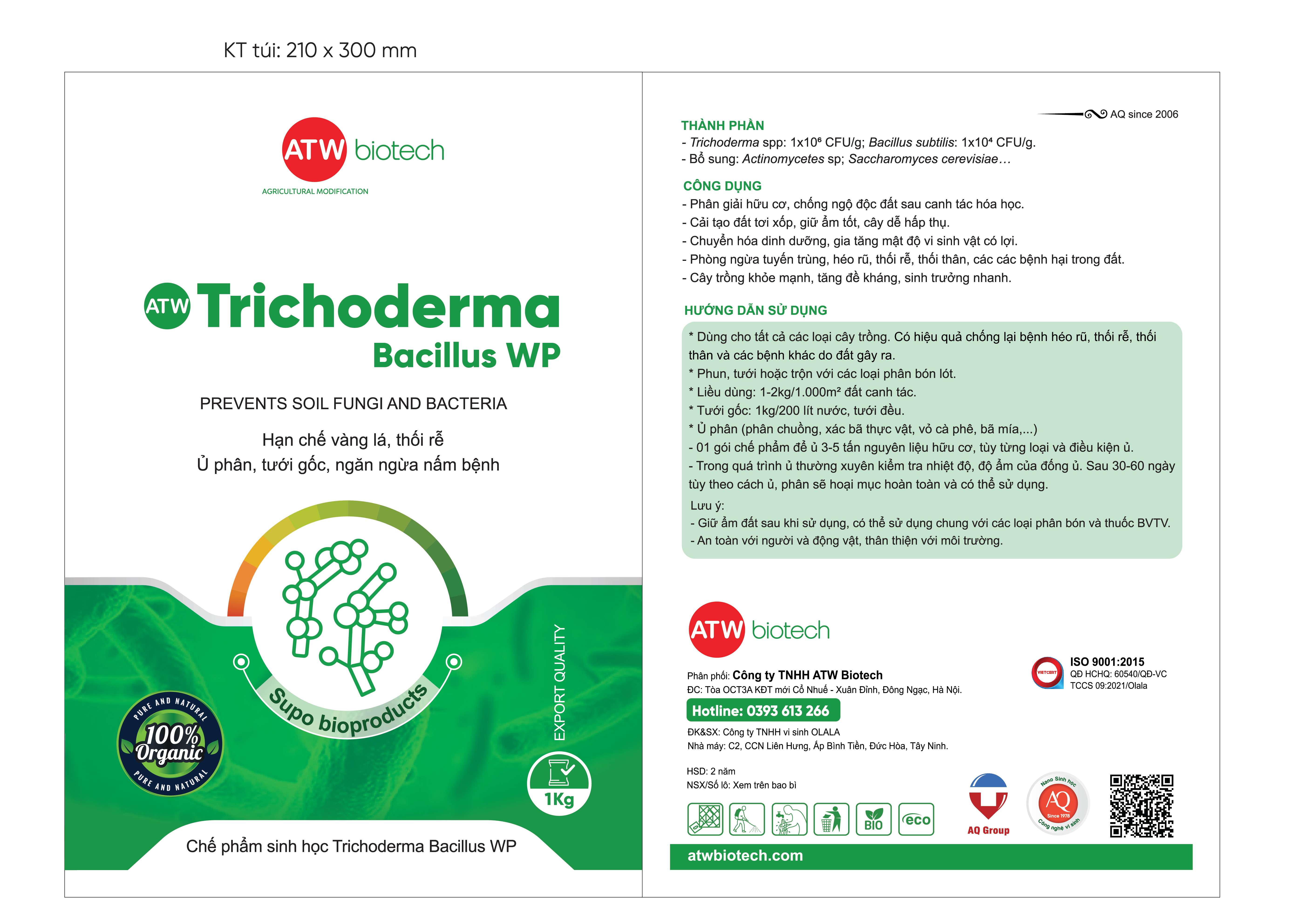Trichoderma Bacillus WP gói 1000g (2)
